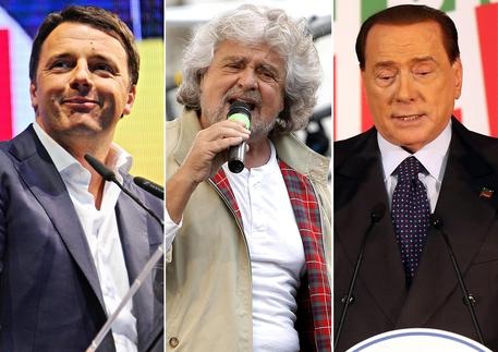 Renzi, Grillo e Berlusconi.