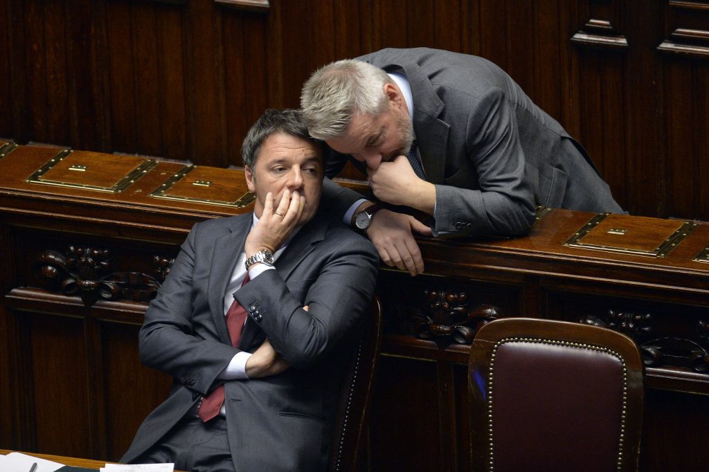 Matteo Renzi e Lorenzo Guerini alla Camera