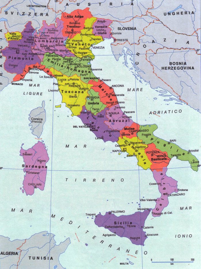 Cartina politica Italiana repubblicana