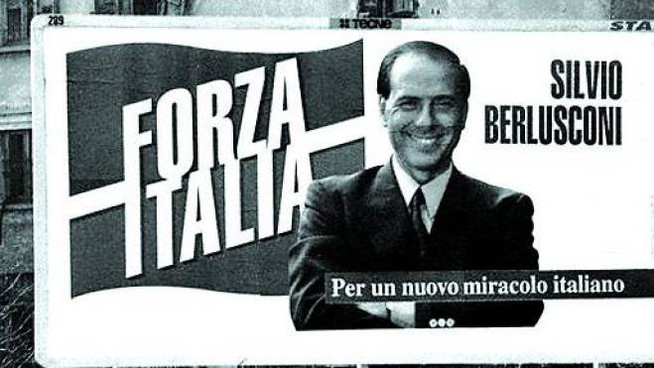 Un mega manifesto di Forza Italia nel 1994