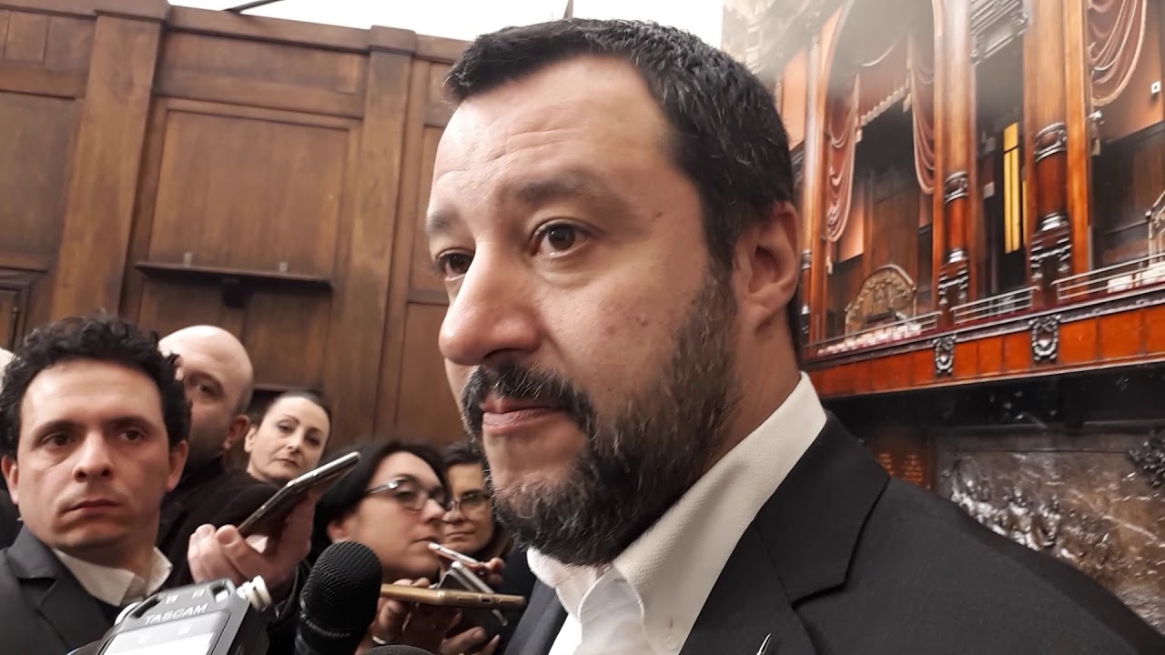 Matteo Salvini in sala stampa a Montecitorio