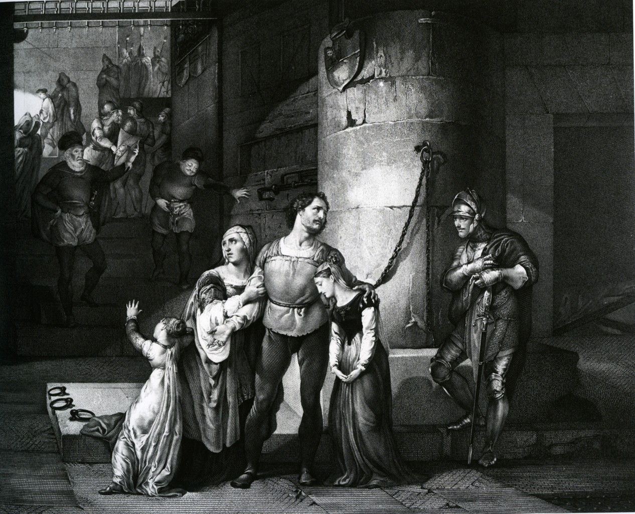  L'estremo giorno del conte di Carmagnola, 1834-1838, incisione a bulino su rame, 685 x 815 mm (445 x 538 mm battuta), Biblioteca Nazionale Braidense, Fondo Manzoniano, Milano.